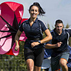 Bachelor of Sport and Recreation course Toi Ohomai sports students running with parachutes