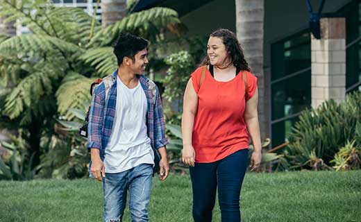 Students walking around campus