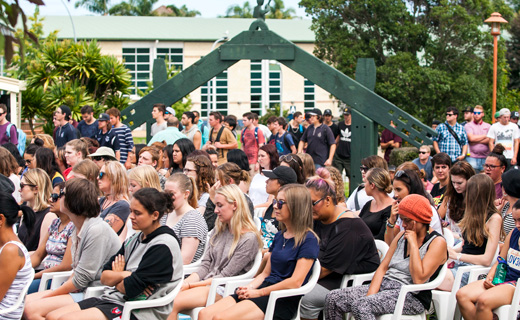 New students sitting at pōhiri