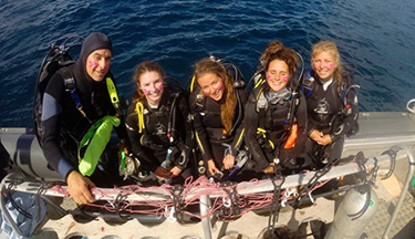 Research team on a boat