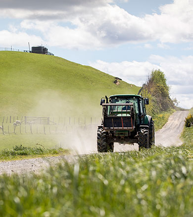 Student driving a tractor during agriculture course at Toi Ohomai