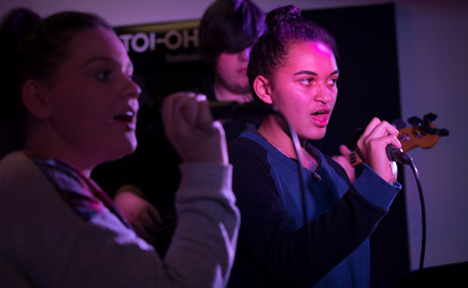 Music students singing