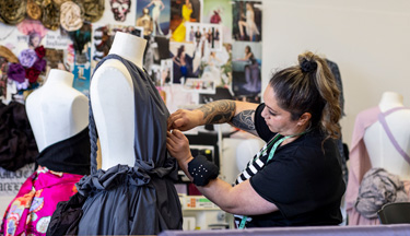 Creative student working on their garment