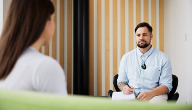 Social worker providing support