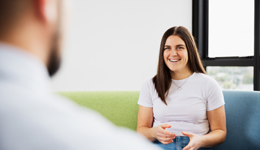 Social Work student talking with tutor Social Work student talking with tutor