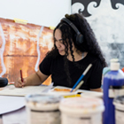 Creative student working on their art Creative student working on their art