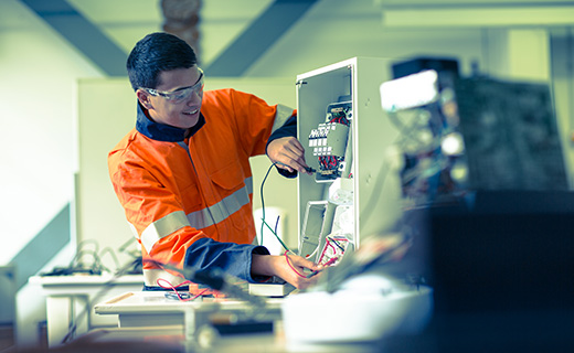 Electrical student during a course