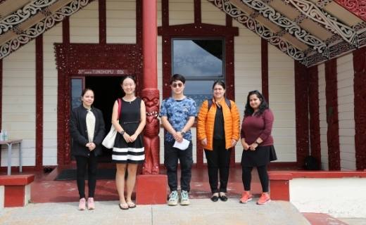 Jess Miao and Daniel Li (centre) with some of their fellow Masters of Teaching Early Childhood Education students.