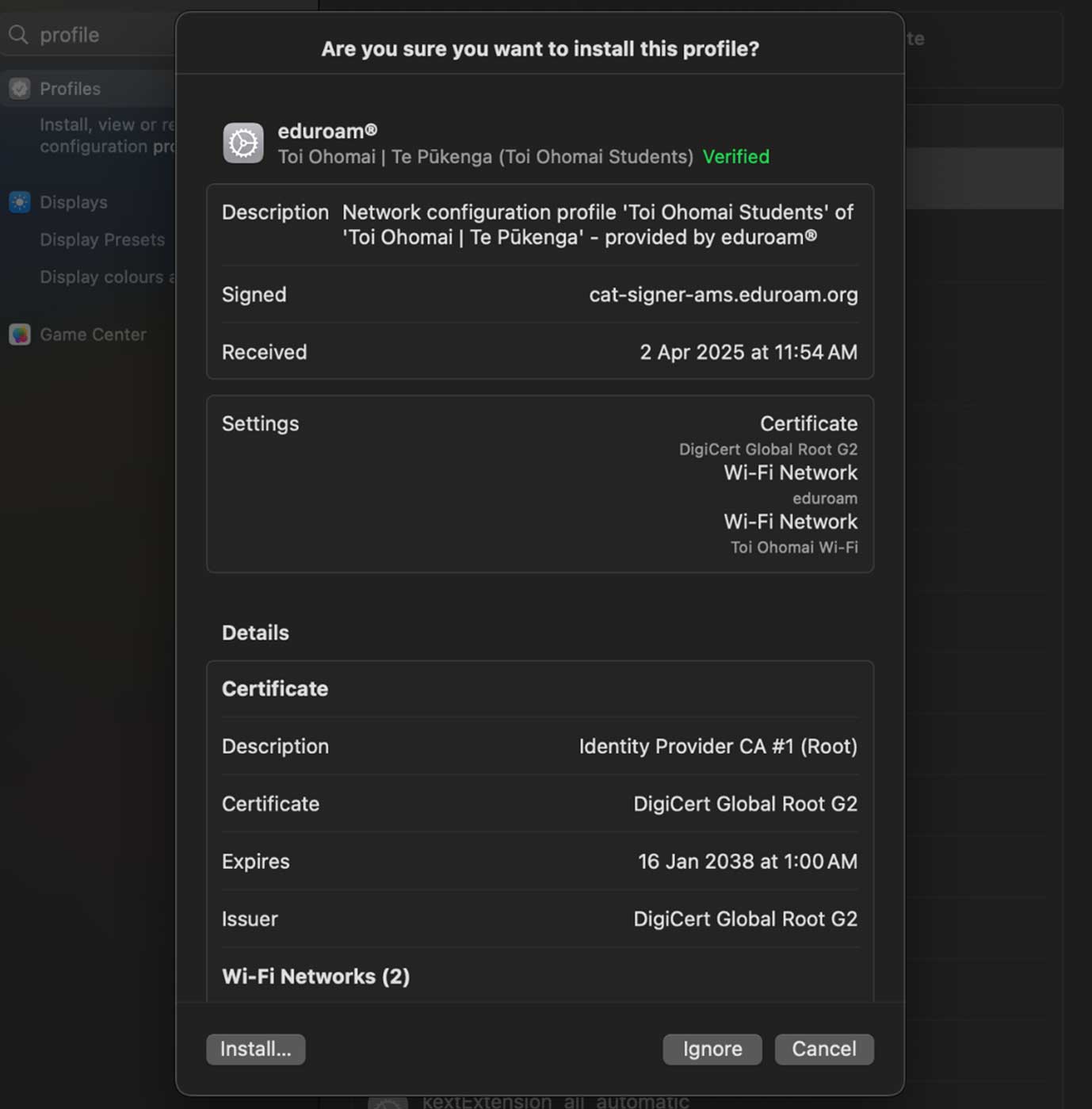 Eduroam MACOS Image 5